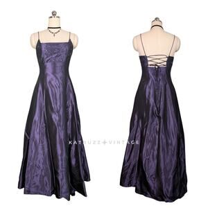 Vintage Prom Dress Maxi Gown 8 Purple Goth Princess Corset 90S Y2K Babydoll